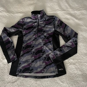 Kerrits Blue Purple Horse Print Equestrian Riding Pullover 1/4 Zip Shirt XL Girl - Picture 1 of 7