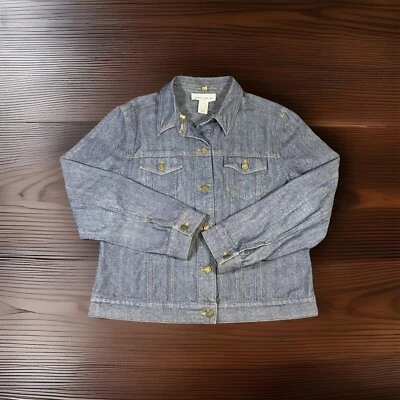 Jones Wear Sport Jacket Women’s 14 Blue Denim Jean Trucker Casual Old Money Coat - Image 1 of 4