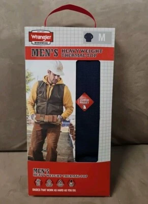 Top térmico Wrangler para hombre M mediano pesado largo Johns azul bolsillo con cremallera Foto 1 de 3