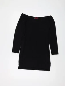 Motel Womens Black Cotton Mini Size S V-Neck Pullover - Picture 1 of 10