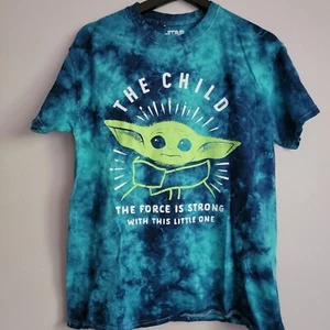 Mad Engine The Mandalorian Grogu Size Medium Blue Tie-Dye Short Sleeve - Picture 1 of 8