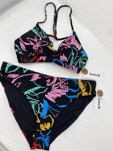 Juego de Traje de Baño Pintórico Reversible Hurley Negro-Floral Talla S - Imagen 1 de 9