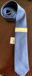 $65 Michael Kors Mens Blue Slim Neck Tie Silk Solid Classic Necktie 60x3.25 NWT - Picture 1 of 2