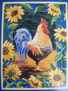 Dimensions Bold Rooster Needlepoint Kit 2492 12x16 Julie Ueland offen unbenutzt - Bild 1 von 4