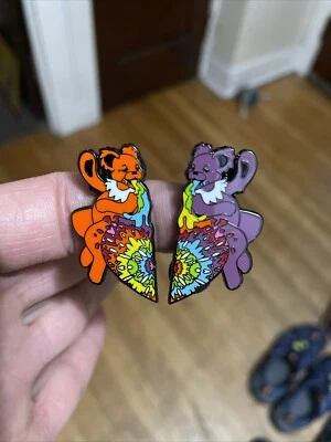 Grateful Dead Pin Set Hat Pin Heart Lovers Too Much Too Fast Rainbow Tie Dye - Image 1 of 4