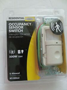 Foot Coverage 120V AC Ivory Passive Infrared Wall Switch with Dimming 800 Sq 150-Degree View 500W Incandescent Only Bryant Electric RMS121I Occupancy Sensor 