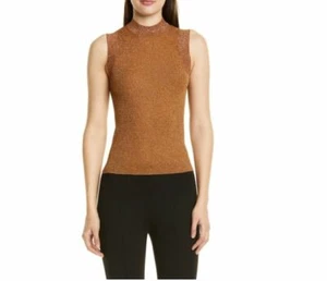 Rag & Bone Raina Mock Neck Tank Top Knit Top Bronze Metallic Sz SP New $295 - Picture 1 of 5