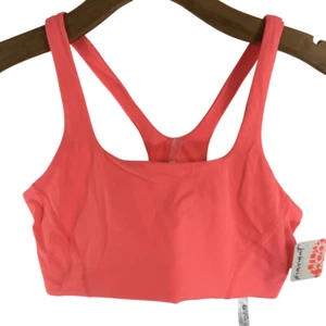 Free People Movement Womens Never Better Square Neck Bra Neon Coral Small NWT - Picture 1 of 10