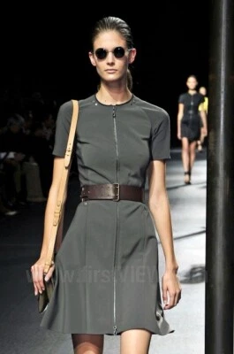 Lanvin (Alber Elbaz) Runway  Military Gray Dress w/Zipper & Blue Detailing S-M - Image 1 of 4