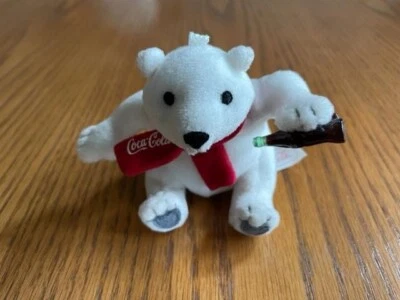 Coca-Cola weißer Eisbär Mini 4 Zoll Plüsch - Bild 1 von 2