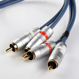 1.5Ft No Noise Metal Body Gold Plated Dual RCA Male to Male Audio Cable - Picture 1 of 3