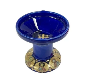 Quemador de incienso de porcelana de cerámica hecho a mano diseño de iconos ortodoxos griegos de 3" - Imagen 1 de 2