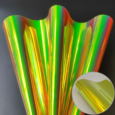 Smooth Jelly Candy Color Iridescent Mirrored Faux Leather Fabric Vinyl Bag Sheet - Image 1 of 4