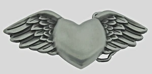 Heart Shaped Belt Buckle Wild at Heart Gray Brushed Vintage Metal Men Women New - Picture 1 of 8