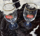 Stella Artois Gold Rimmed Beer Chalice Glasses Set of 2 Stemmed Glasses 33cl