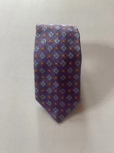 NWT DAVID DONAHUE Woven 100% Silk Neck Tie Mens Purple & Blue Geometric Handmade - Picture 1 of 4