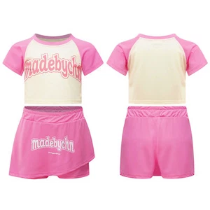 Girls Boys Clothes Tennis Set Stylish Outfit Casual Shorts Elastic Waistband - Picture 1 of 25