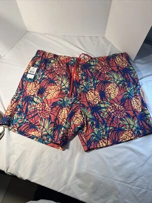 Joe Marlin "Drunken Watermelon" Floral Swim Trunks Zipper Front Size 2XL NWT - Image 1 of 4