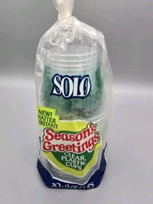 Tazas de plástico transparente vintage Seasons Greetings Solo en bolsa Foto 1 de 2