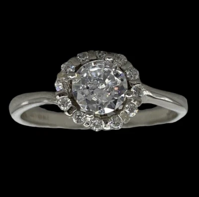 Anello donna argento 925 elegante zirconi brillanti mis. 21 da fidanzamento fine - Immagine 1 di 4