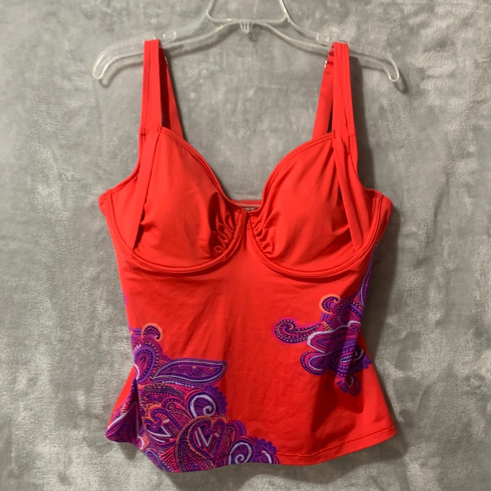 Camiseta de natación Title Nine Coral Paisley Tankini solo 38DD de apoyo playa costera Foto 1 de 4