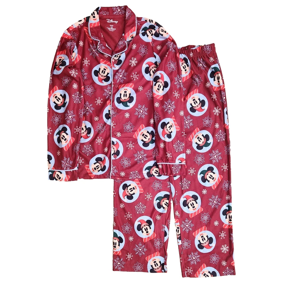 Conjunto de pijama globo de nieve Navidad Mickey Mouse rojo para niños y niñas talla 12 Foto 1 de 2