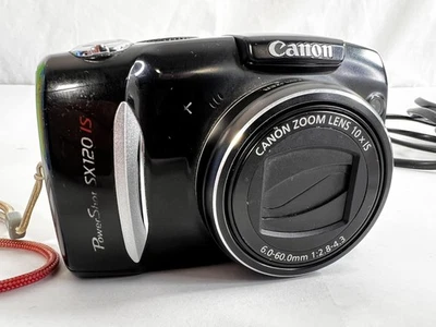Цифровая камера Canon PowerShot SX120 IS 10 Мп 10-кратный зум черная с адаптером переменного тока протестирована - Изображение 1 из 4