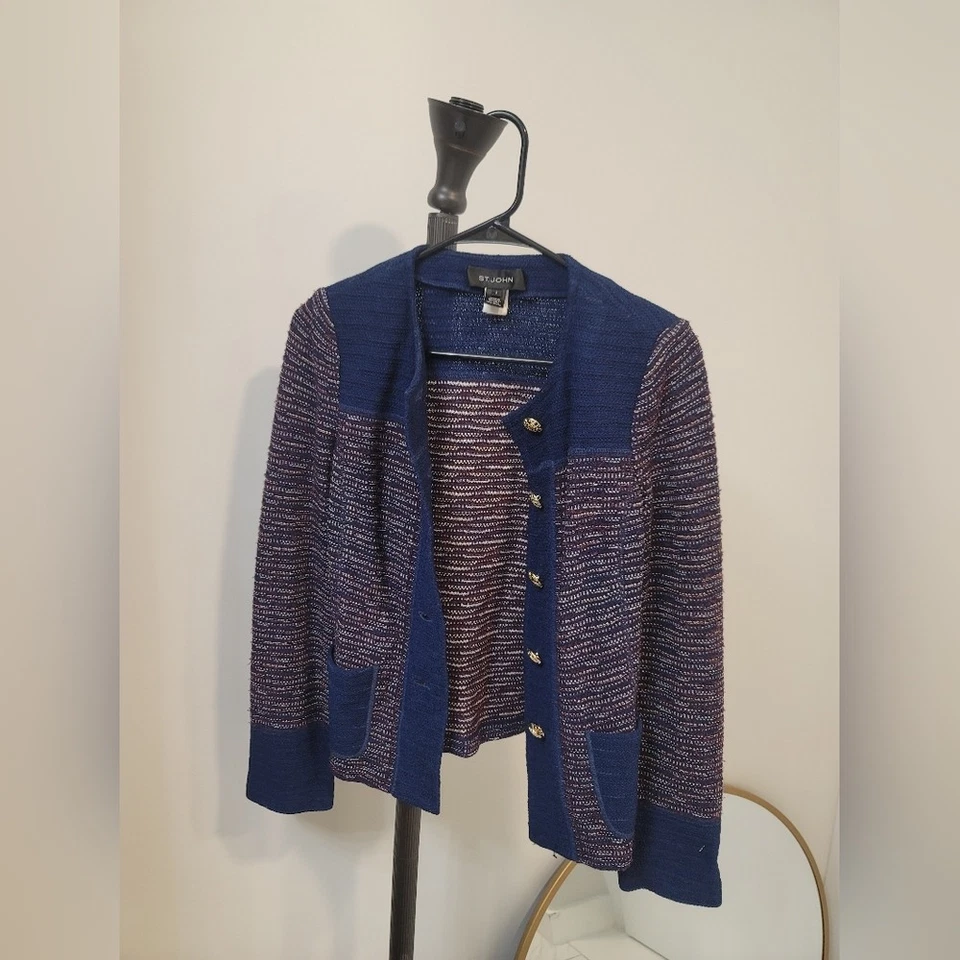 Blazer St. John tejido azul marino y granate talla 2 Foto 1 de 4