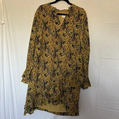 Madewell x Karen Walker Floral Ruffle Mini Dress Yellow Size 20 100% Silk - Image 1 of 4