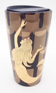 STARBUCKS Purple + Gold Siren Mermaid Ceramic Hot Travel Mug Cup 12oz New w/ Lid - Picture 1 of 10