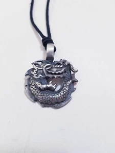 Necklace Feng Shui Dragon Amulet Pewter Lucky Charm New - Picture 1 of 12
