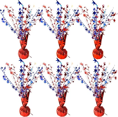 6Pk 4 de Julio Centros de Mesa Starburst Patriótico Lámina Spray Decoración Foto 1 de 4