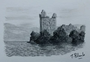 DIBUJO A LÁPIZ - Urquhart Castle, Escocia - Imagen 1 de 1
