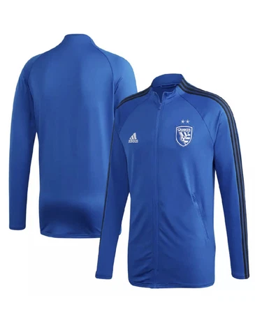 Adidas SAN JOSE QUAKES FC MLS AUTHENTIC ON-FIELD FULL ZIP ROYAL JACKET Sz L Cover