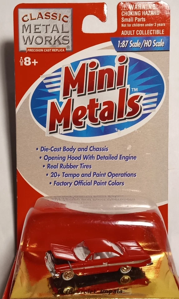 CMW Mini Metals #30103B 1961 Chevrolet Impala Two Door Hardtop Roman Red HO 1/87 - Image 1 of 1