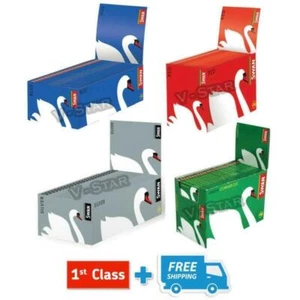 SWAN REGULAR SIZE CIGARETTE SMOKING ROLLING PAPERS GREEN, BLUE, SILVER, RED BOX - Picture 1 of 11