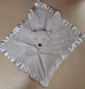 Carter's Satin Square 13" Plush White Furry Bear Lovey Security Blanket - Picture 1 of 5