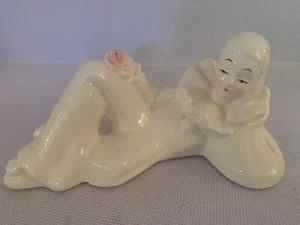 Vintage Pierrot Ceramic Clown Figure Lying Down Statue Decorative Ornament 7” - Picture 1 of 2