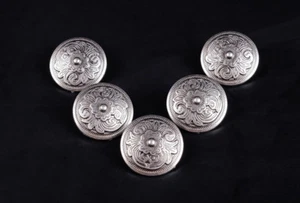 10PC 32X32MM Antique Silver Western Cowboy Flower Leathercraft Belt Conchos Set - Picture 1 of 8
