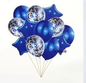 24 Blue Party Favors Balloon Bouquet Bundle Foil Star Confetti Wedding BDay - Picture 1 of 1
