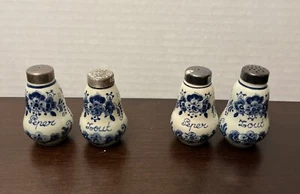 Vintage Delft's Hand Painted Blue Dutch Holland 2 Sets Salt and Pepper Shakers - Picture 1 of 7