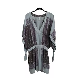 Free People Santa Cruz Dress Women's Size S Dusty Blue Gray Dolman Kimono Tunic - Foto 1 di 8