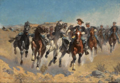 The Fourth Troopers Moving the Led Horses | Frederic Remington | 1890 West Print - Image 1 of 4