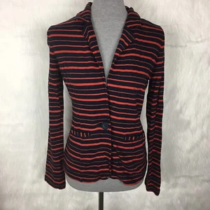 Caslon Blazer Jacket Red Blue Stripe Cotton Nautical One Button Career Sz S - Bild 1 von 4