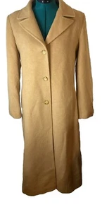 "Abrigo largo vintage Larry Levine 100 % cabello camel para mujer 51"" Bridge Pea tostado talla 8" - Imagen 1 de 12