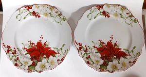 222 Fifth Winter Harmony 10 1/2" Porzellan Essteller gewellter Rand 2er Set - Bild 1 von 4