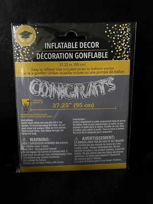 Globo inflable de papel aluminio plateado CONGRATS decoración de fiesta 37,25" NUEVO Foto 1 de 2