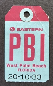 EASTERN AIR LINES WEST PALM BEACH rev. 7/74 STRAP CHECK BAGGAGE TAG - Picture 1 of 2