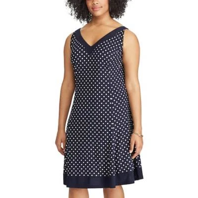 Vestido CHAPS Talla Grande Punto Calce y Acampanado Elástico AZUL MARINO (Talla 16W) Nuevo con Etiquetas Precio de venta sugerido por el fabricante $110 Foto 1 de 3