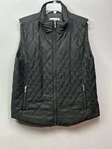 Coldwater Creek Vest Womens Large Black Quilted Full Zip Sleeveless Pockets - Picture 1 of 8